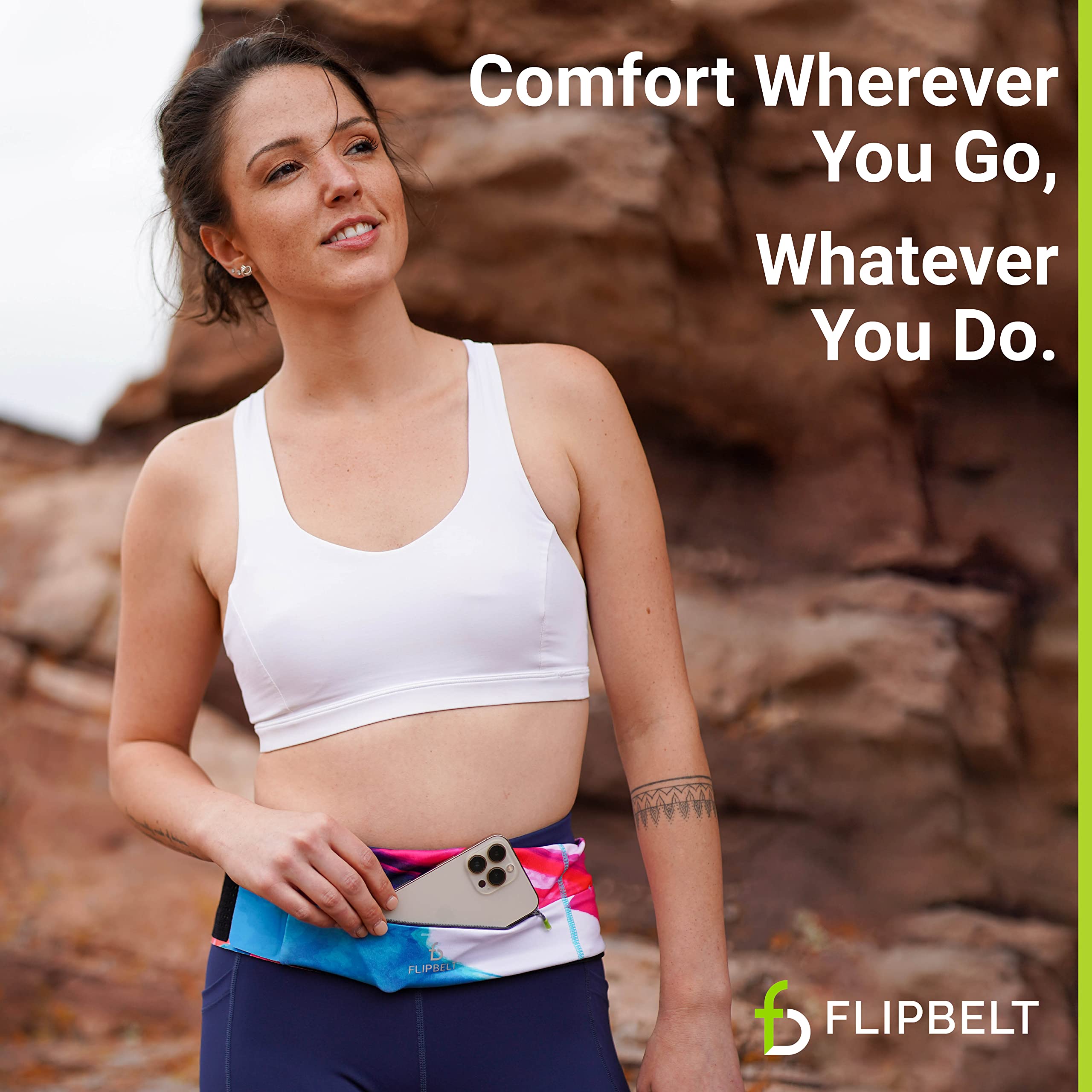 FlipBelt Adjustable Running Belt, Fitness and Running Fanny Pack for Women and Men, Non Chafing Waist Band Pack for Phone Keys Money, Moisture Wicking Storage Belt, USA Company - Image 5