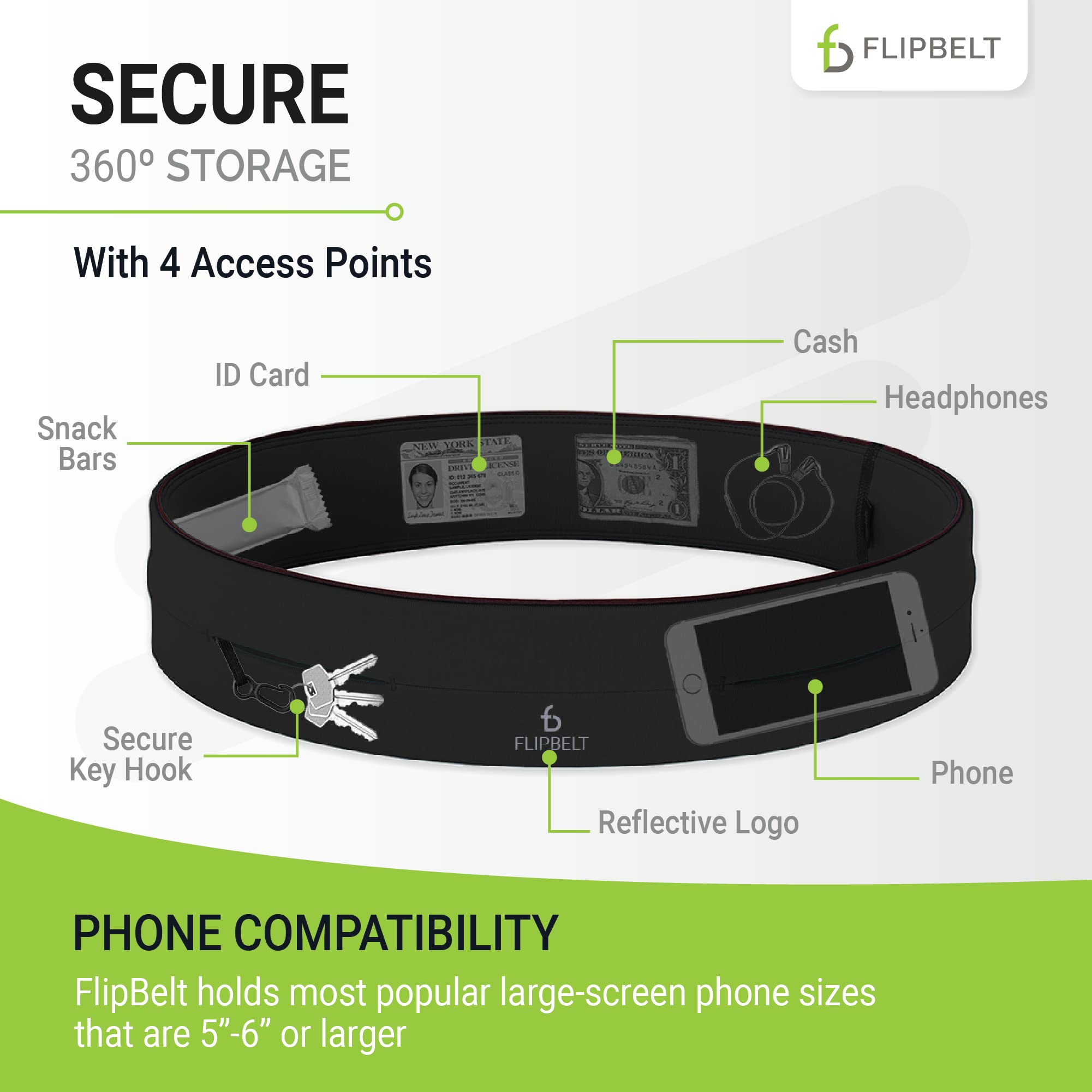 FlipBelt Classic Running Belt, Running Fanny Pack for Women and Men, USA Company - Image 3