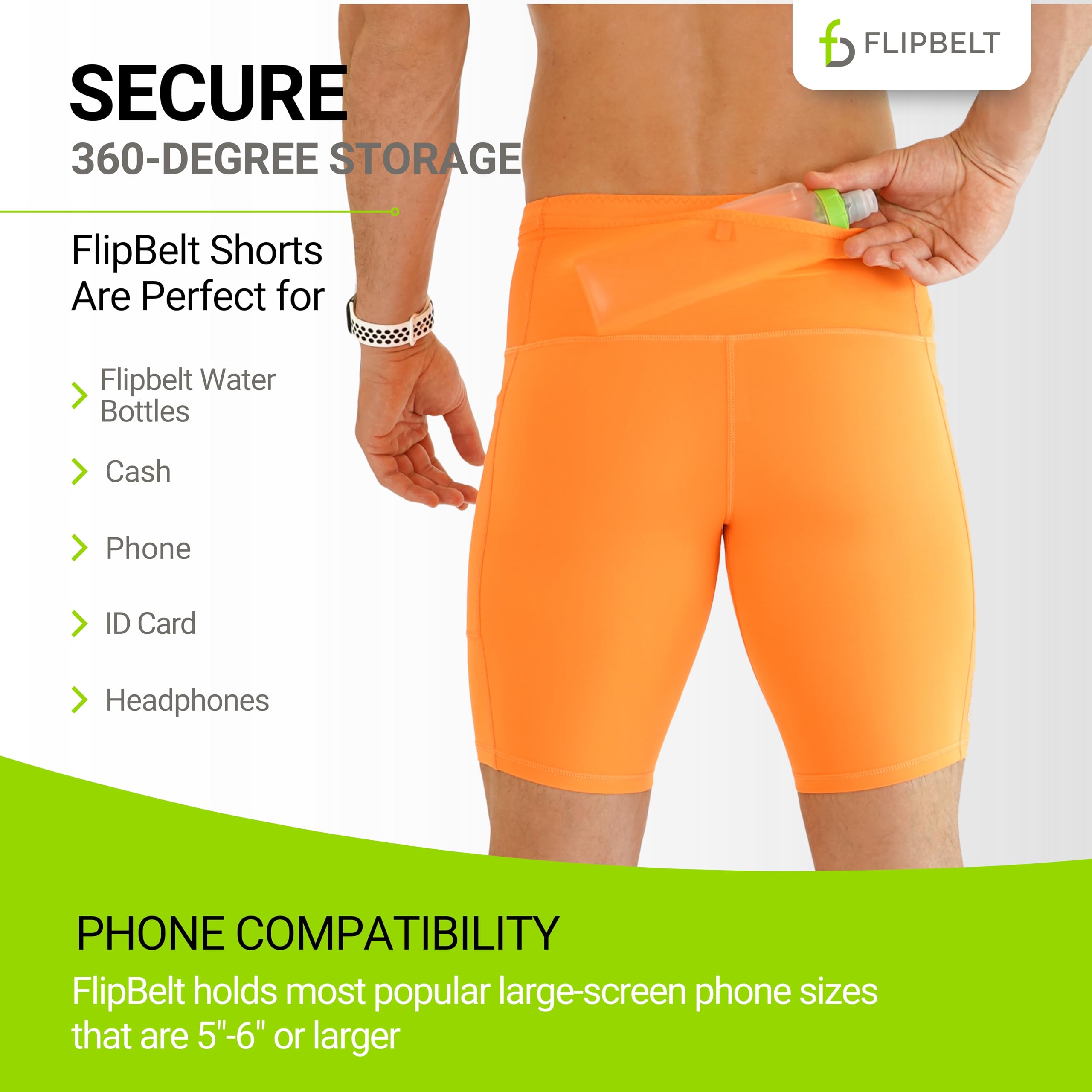 FlipBelt Men's Running Compression Shorts with Pockets - Secure Your Phone, Keys and Even Water Bottles - USA Small Business - Image 4