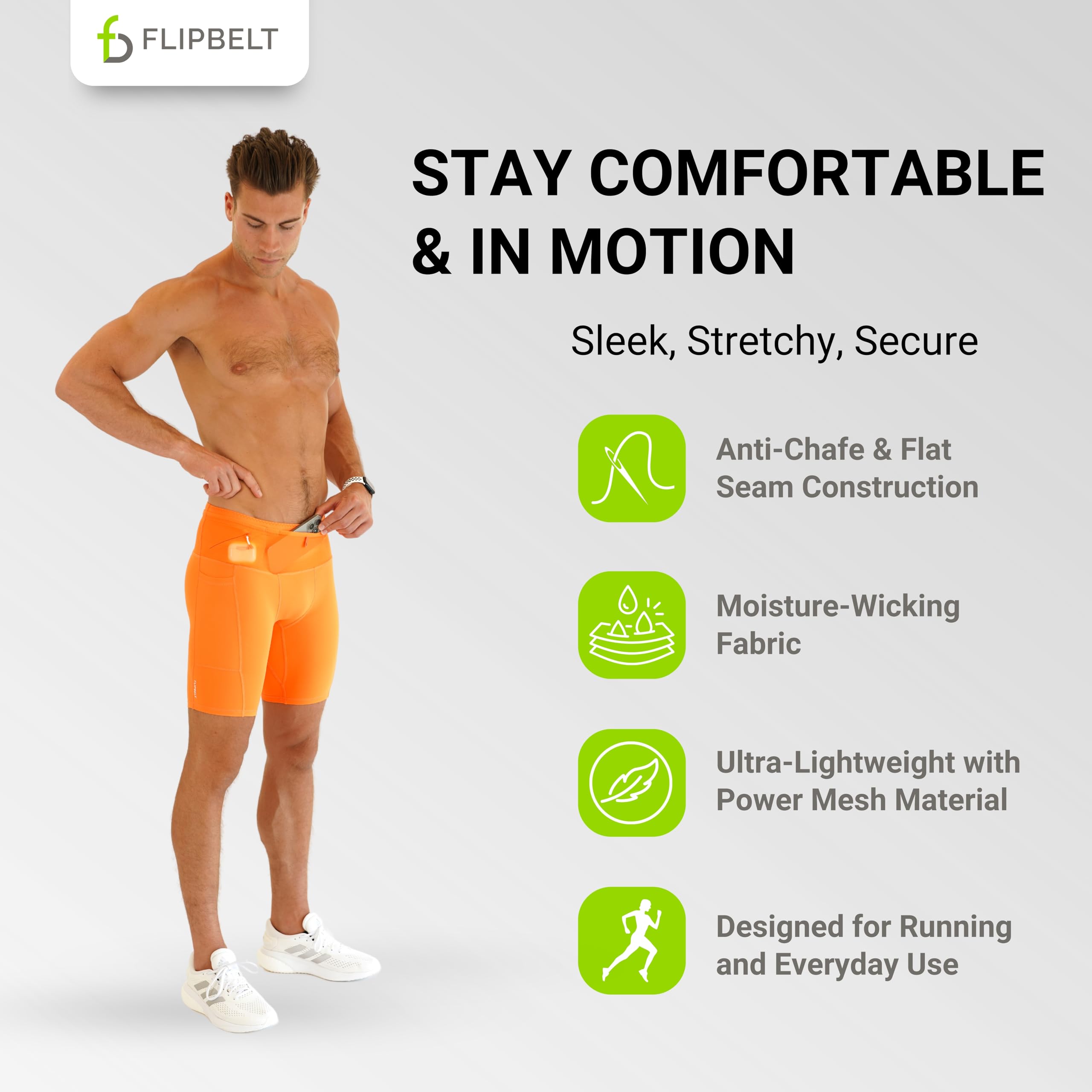 FlipBelt Men's Running Compression Shorts with Pockets - Secure Your Phone, Keys and Even Water Bottles - USA Small Business - Image 5