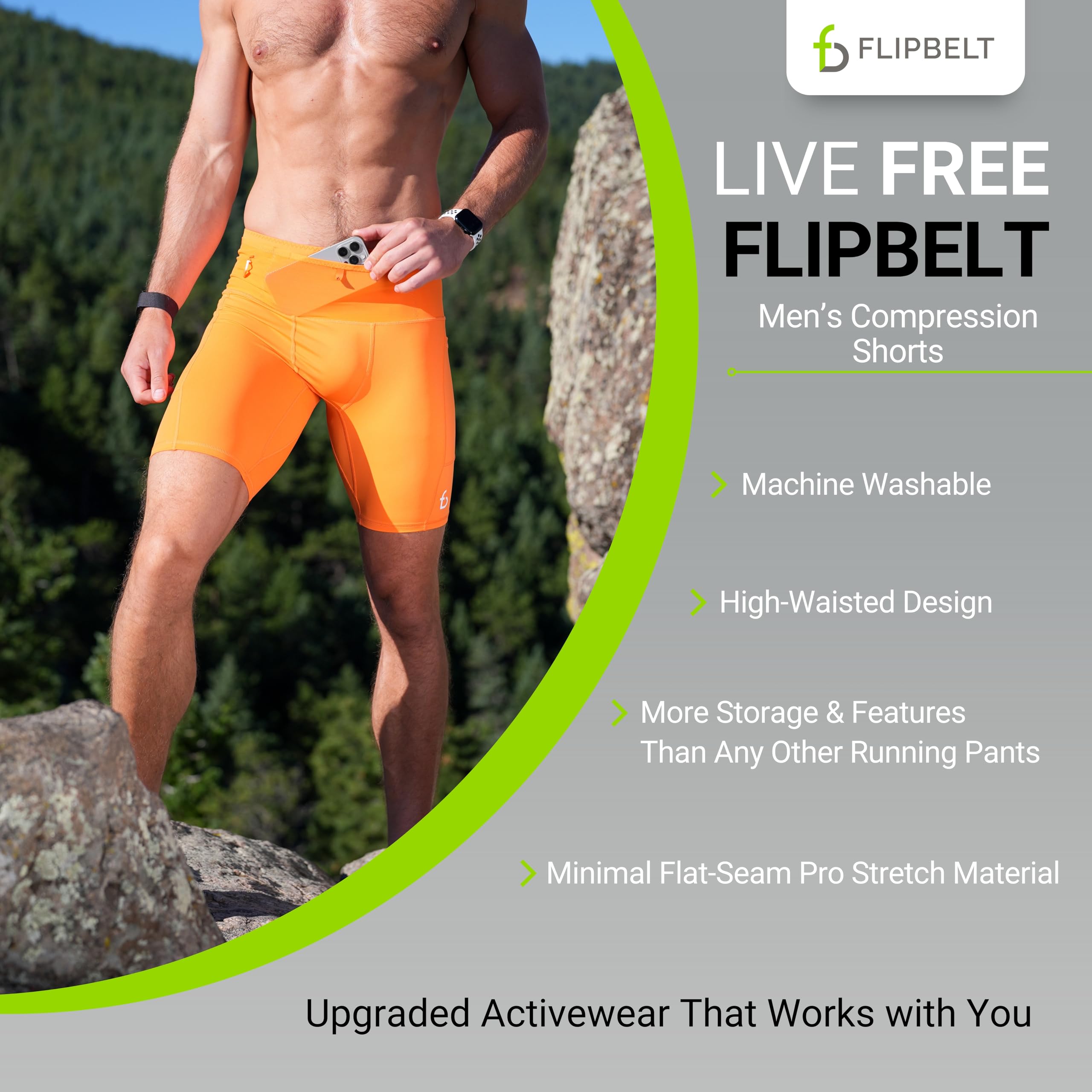 FlipBelt Men's Running Compression Shorts with Pockets - Secure Your Phone, Keys and Even Water Bottles - USA Small Business - Image 6
