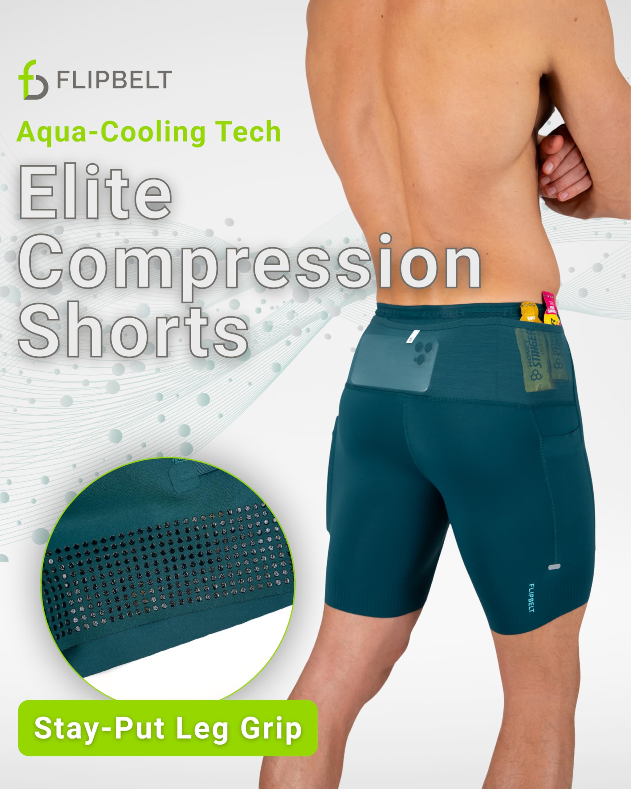 FlipBelt Men's Running Compression Shorts with Pockets - Secure Your Phone, Keys and Even Water Bottles - USA Small Business - Image 3