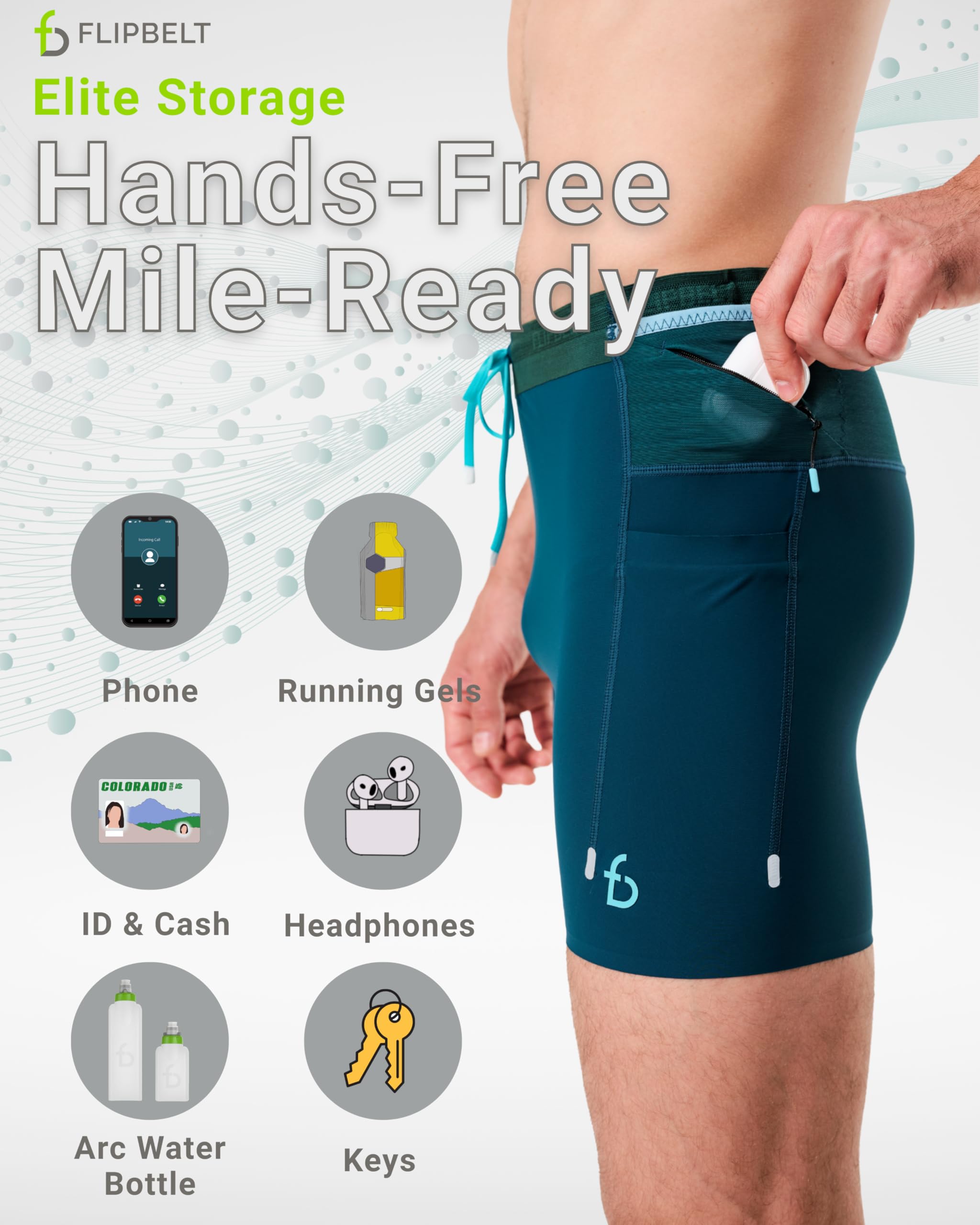 FlipBelt Men's Running Compression Shorts with Pockets - Secure Your Phone, Keys and Even Water Bottles - USA Small Business - Image 6