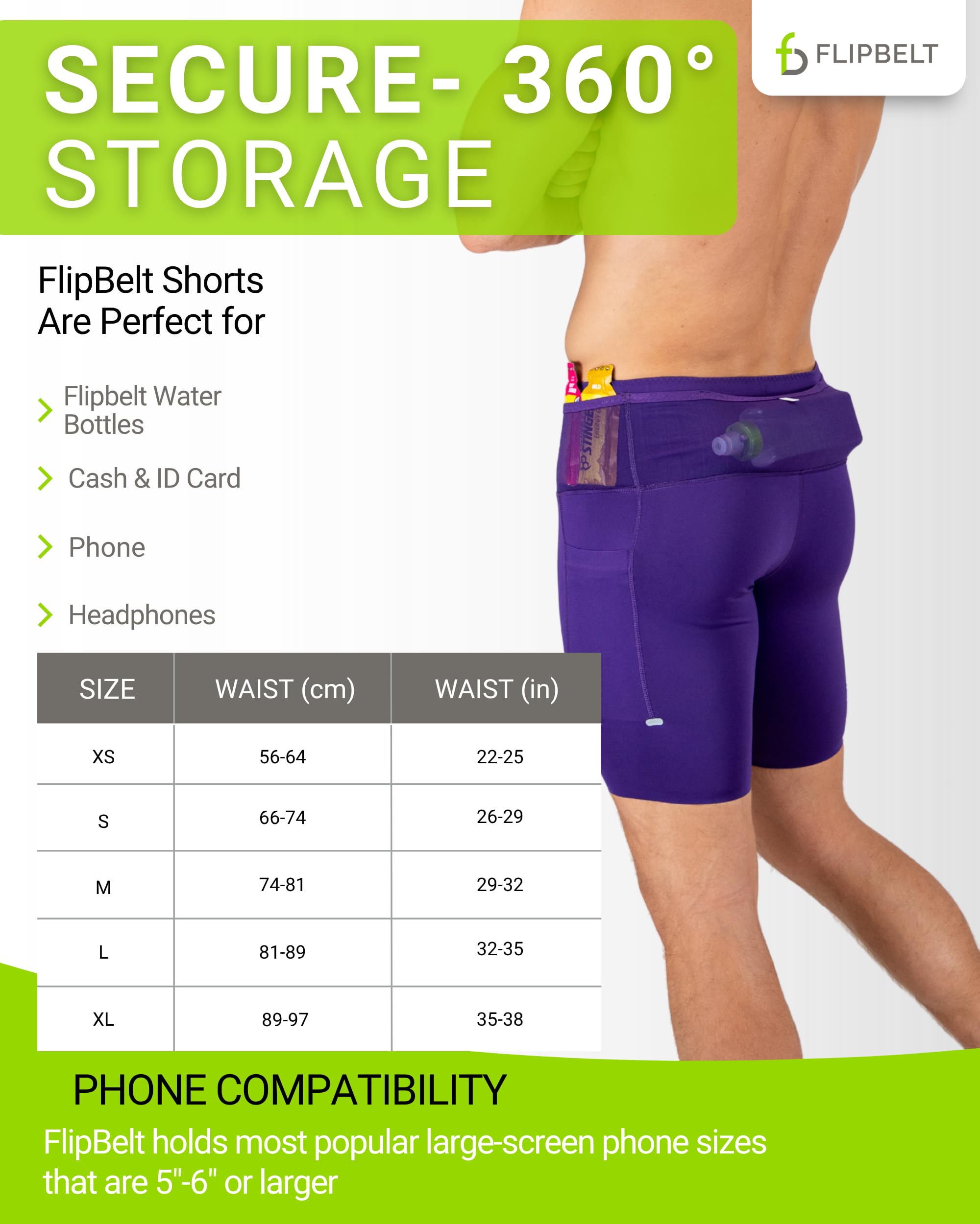 FlipBelt Men's Running Compression Shorts with Pockets - Secure Your Phone, Keys and Even Water Bottles - USA Small Business - Image 4