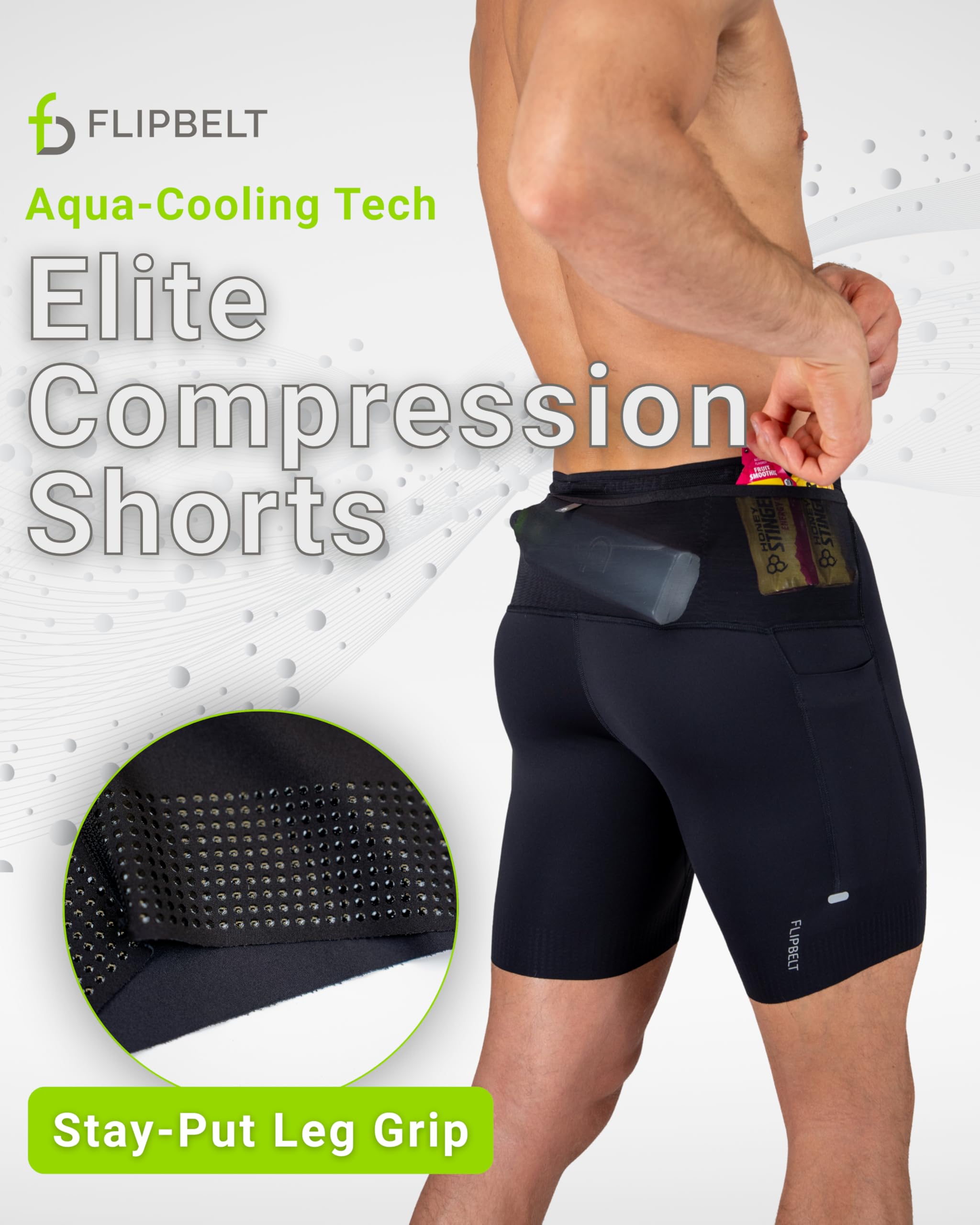 FlipBelt Men's Running Compression Shorts with Pockets - Secure Your Phone, Keys and Even Water Bottles - USA Small Business - Image 3