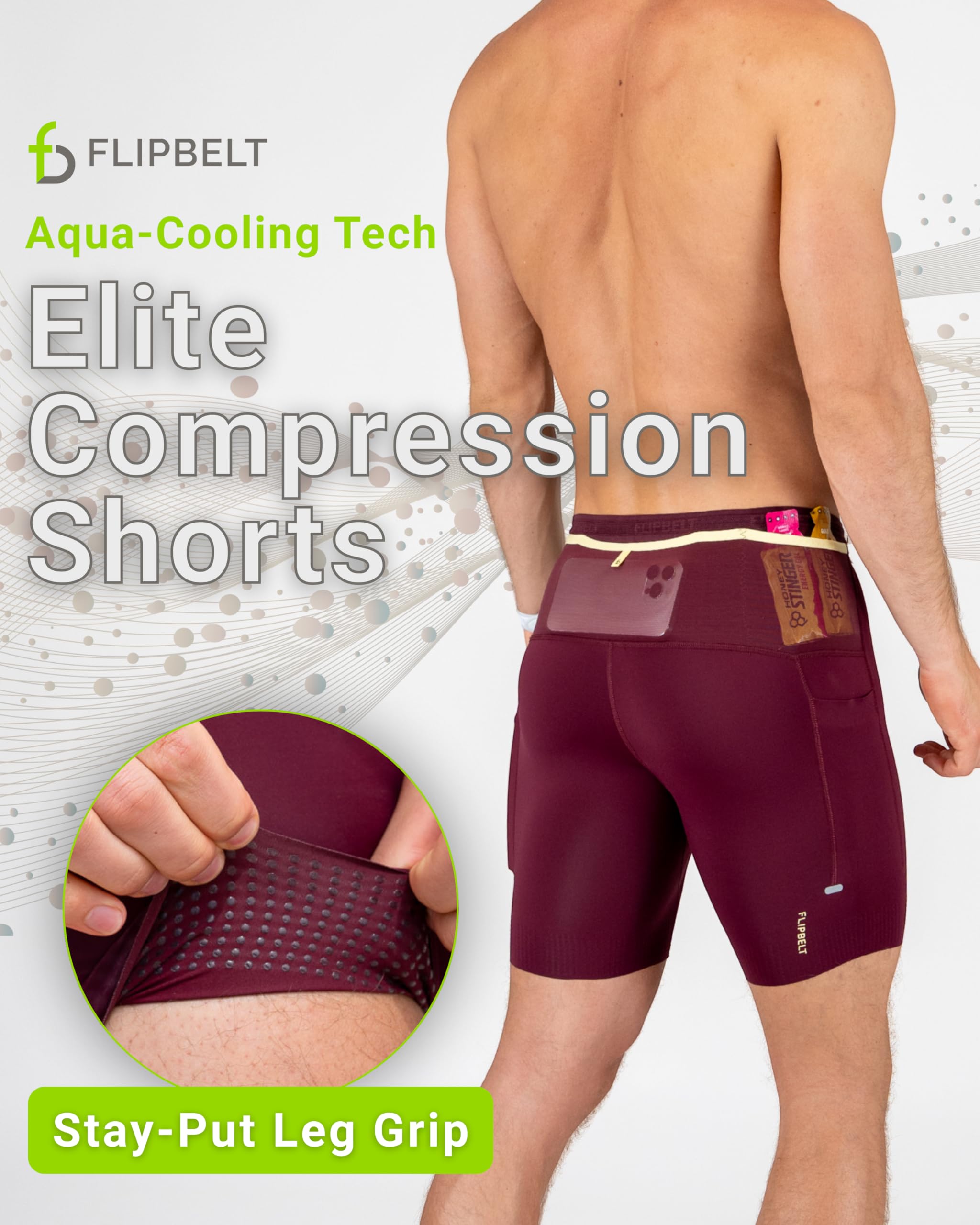 FlipBelt Men's Running Compression Shorts with Pockets - Secure Your Phone, Keys and Even Water Bottles - USA Small Business - Image 3