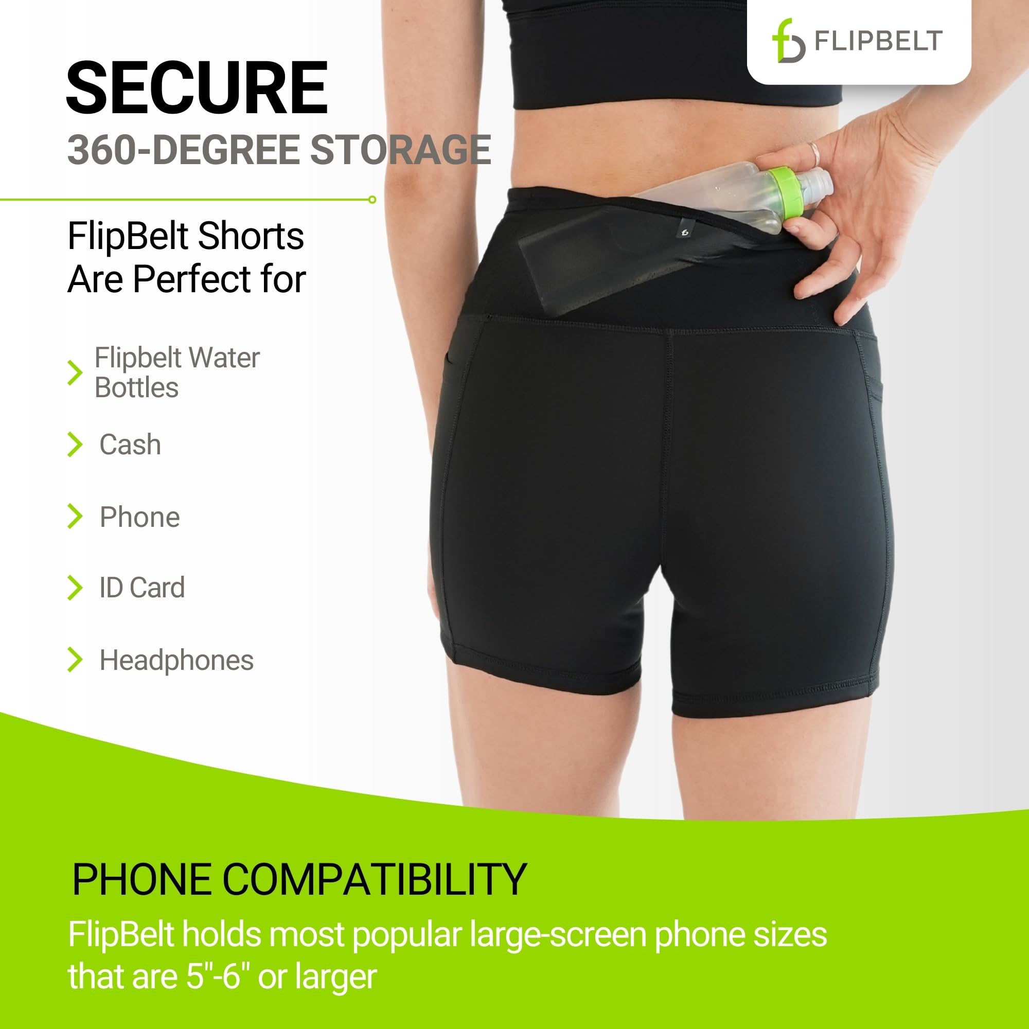 FlipBelt Women’s Air Compression Shorts – Lightweight, Moisture-Wicking with Built-in Phone Pocket – USA Small Business - Image 3