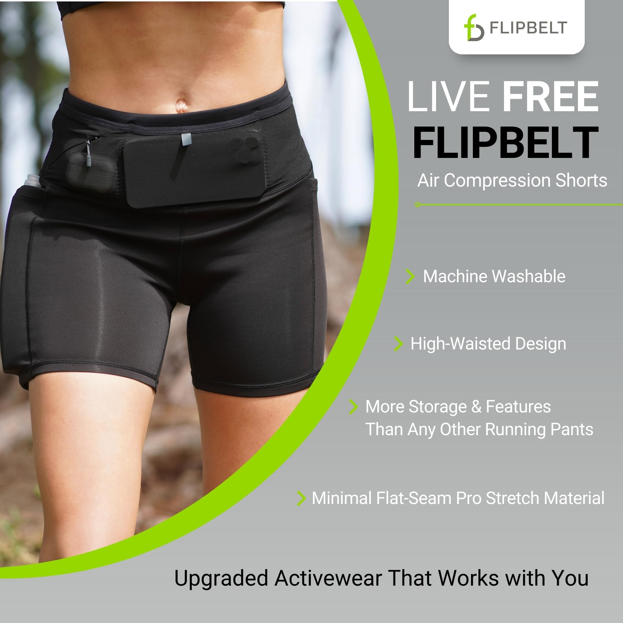 FlipBelt Women’s Air Compression Shorts – Lightweight, Moisture-Wicking with Built-in Phone Pocket – USA Small Business - Image 5