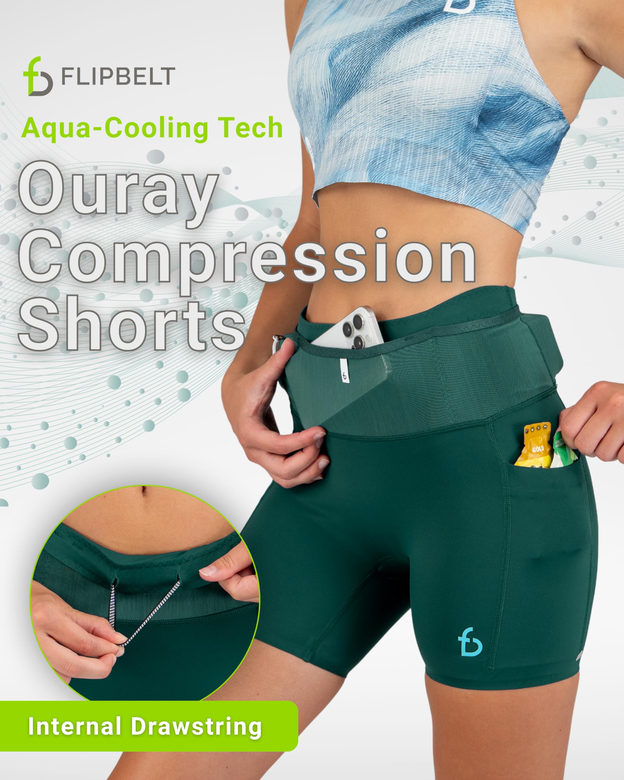 FlipBelt Women’s Air Compression Shorts – Lightweight, Moisture-Wicking with Built-in Phone Pocket – USA Small Business - Image 3