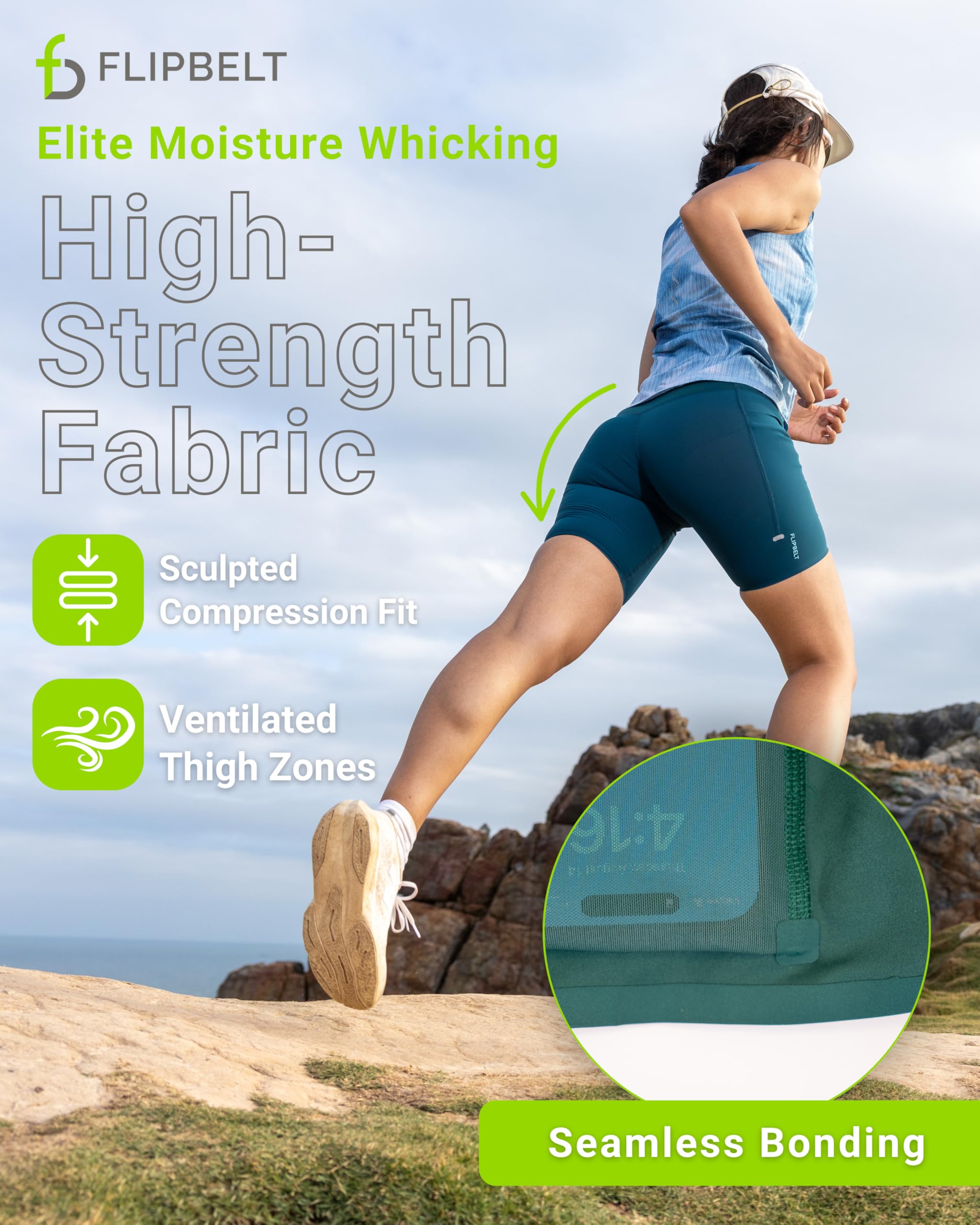 FlipBelt Women’s Air Compression Shorts – Lightweight, Moisture-Wicking with Built-in Phone Pocket – USA Small Business - Image 5