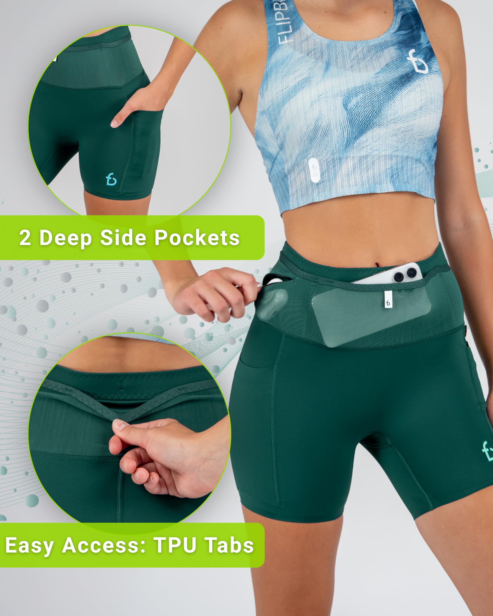 FlipBelt Women’s Air Compression Shorts – Lightweight, Moisture-Wicking with Built-in Phone Pocket – USA Small Business - Image 6