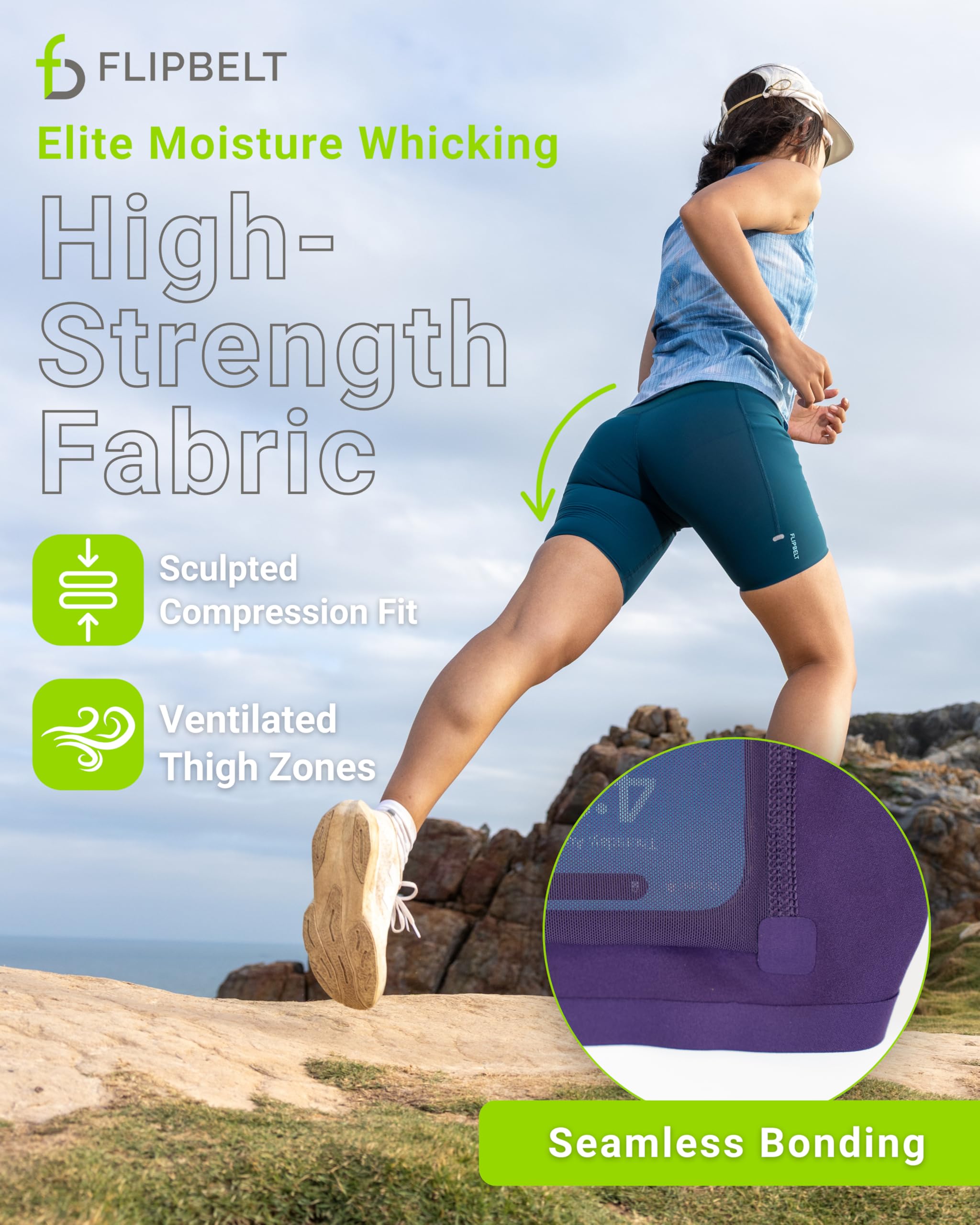FlipBelt Women’s Air Compression Shorts – Lightweight, Moisture-Wicking with Built-in Phone Pocket – USA Small Business - Image 5