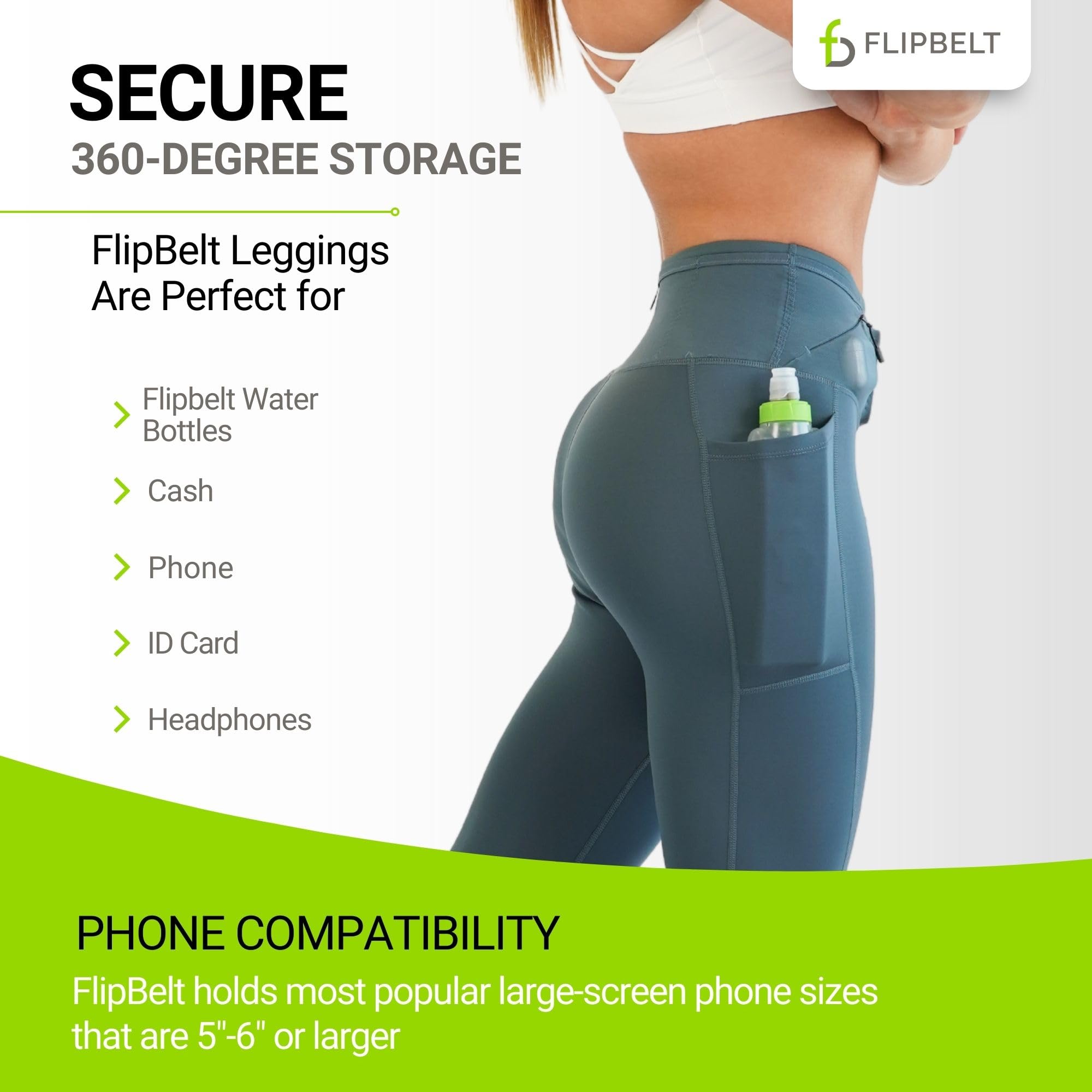 FlipBelt Women’s Air Legging – Running Leggings with Pockets, Moisture Wicking, Mid Weight Compression – USA Small Business - Image 3