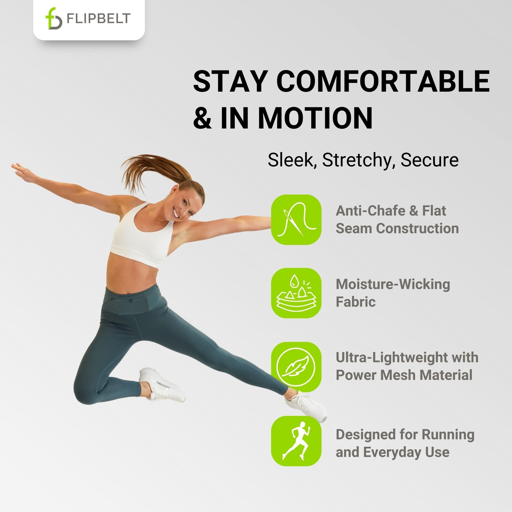 FlipBelt Women’s Air Legging – Running Leggings with Pockets, Moisture Wicking, Mid Weight Compression – USA Small Business - Image 4