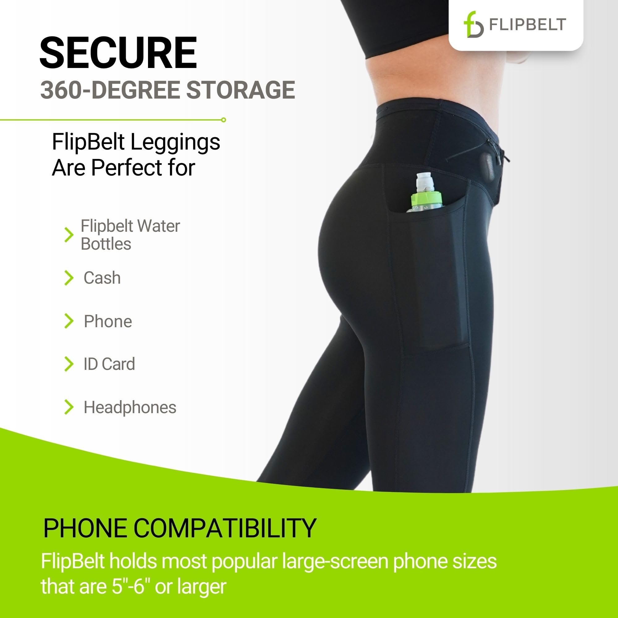 FlipBelt Women’s Air Legging – Running Leggings with Pockets, Moisture Wicking, Mid Weight Compression – USA Small Business - Image 3