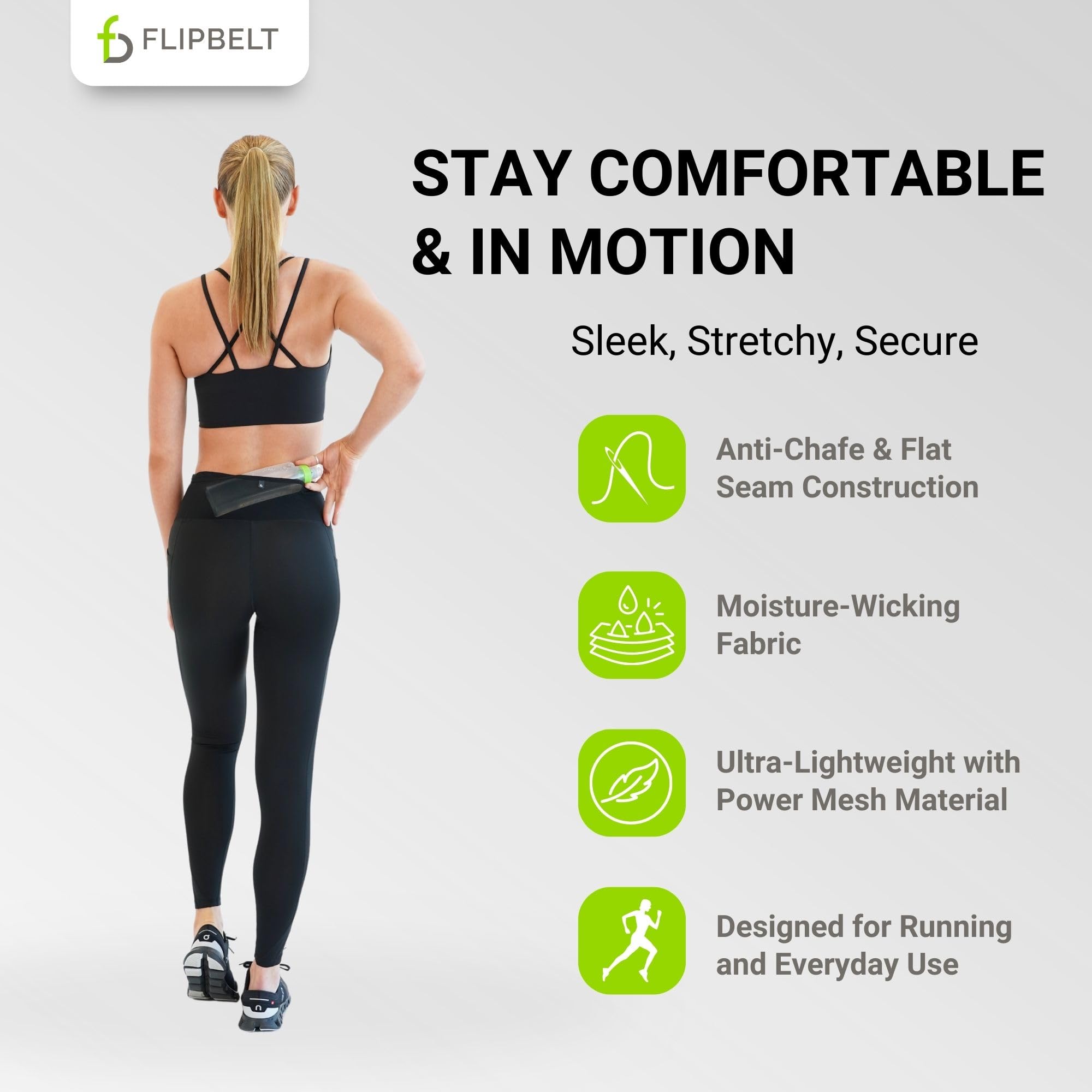 FlipBelt Women’s Air Legging – Running Leggings with Pockets, Moisture Wicking, Mid Weight Compression – USA Small Business - Image 4
