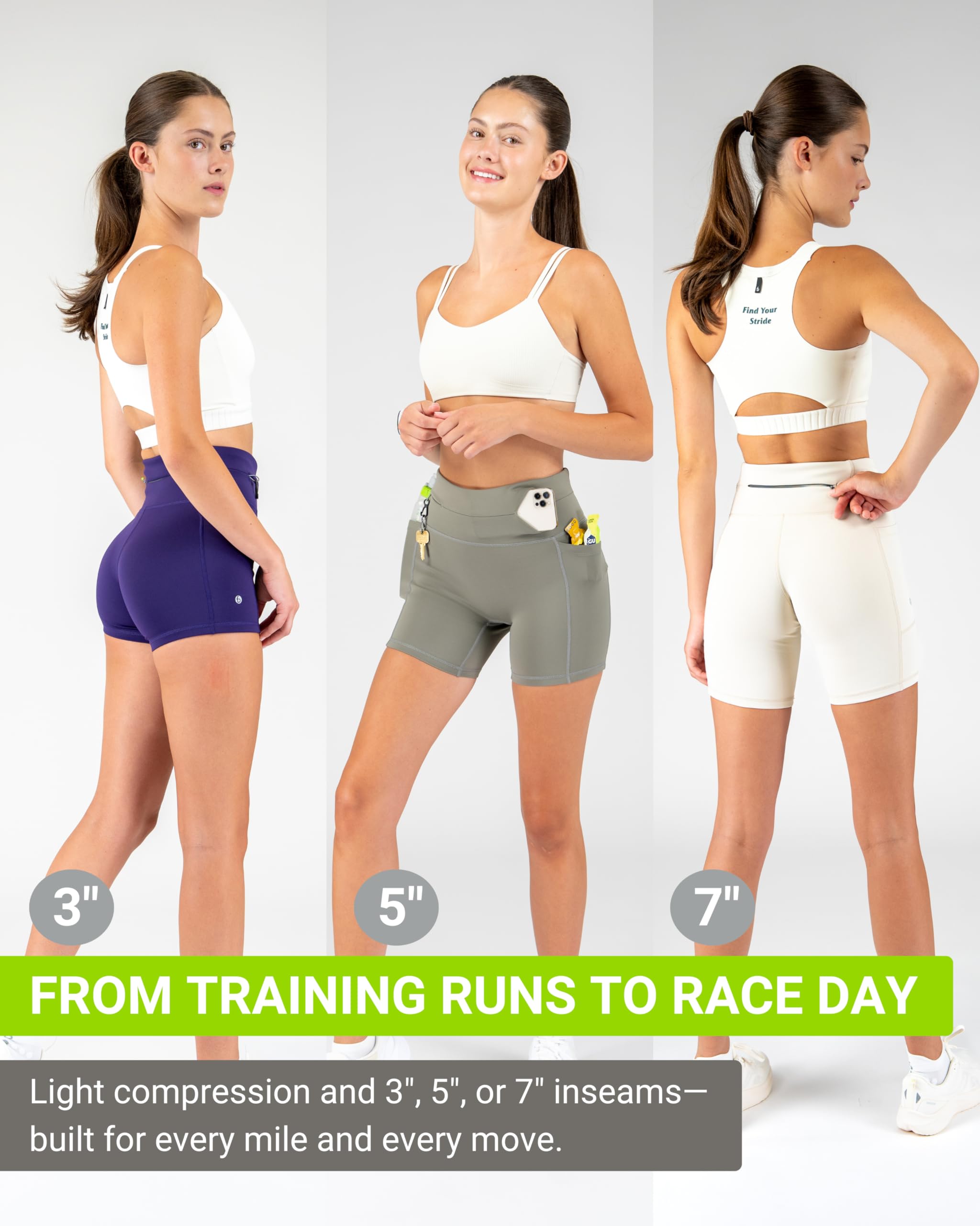 FlipBelt Women’s Compression Shorts – Built-in Running Belt – 3,5,7 Inseam – Running Shorts with Pockets - USA Small Business - Image 6