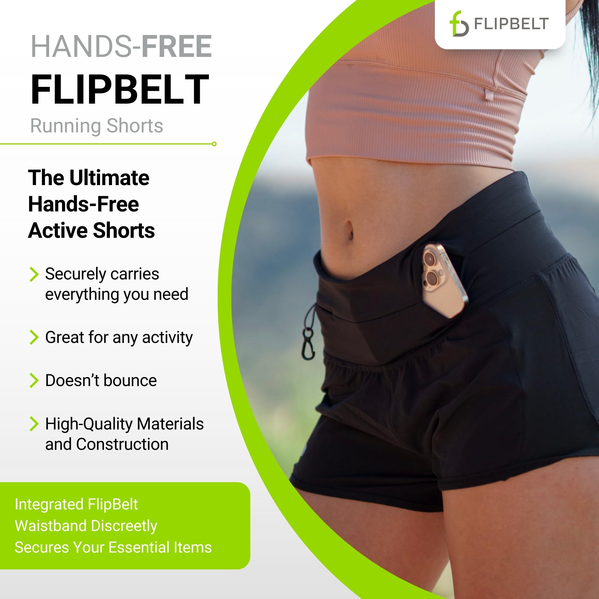 FlipBelt Women’s Running Shorts – Built-in FlipBelt Running Belt for Phone/Essentials, Zipper Closure, USA Company - Image 3