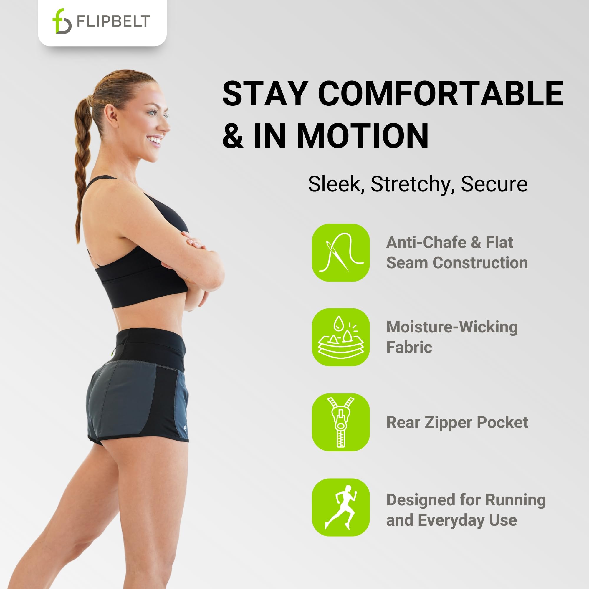 FlipBelt Women’s Running Shorts – Built-in FlipBelt Running Belt for Phone/Essentials, Zipper Closure, USA Company - Image 5