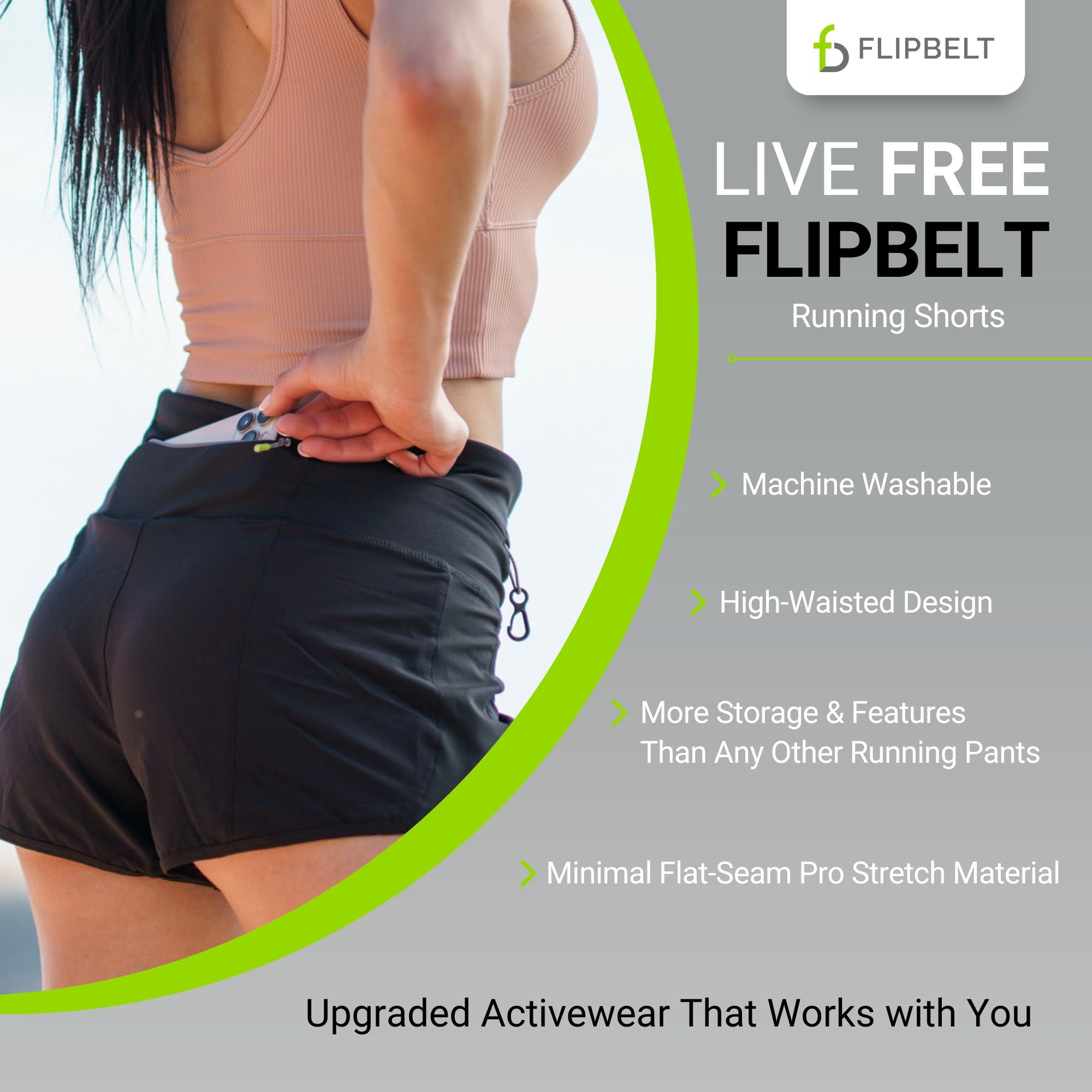 FlipBelt Women’s Running Shorts – Built-in FlipBelt Running Belt for Phone/Essentials, Zipper Closure, USA Company - Image 6