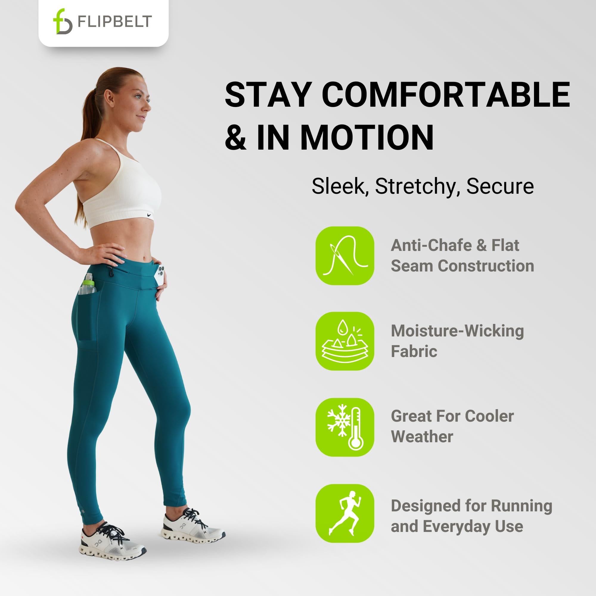 FlipBelt Women's Thermal Fleece-Lined Leggings with Built-in Running Belt with Pockets High-Waisted Moisture-Wicking - Image 4