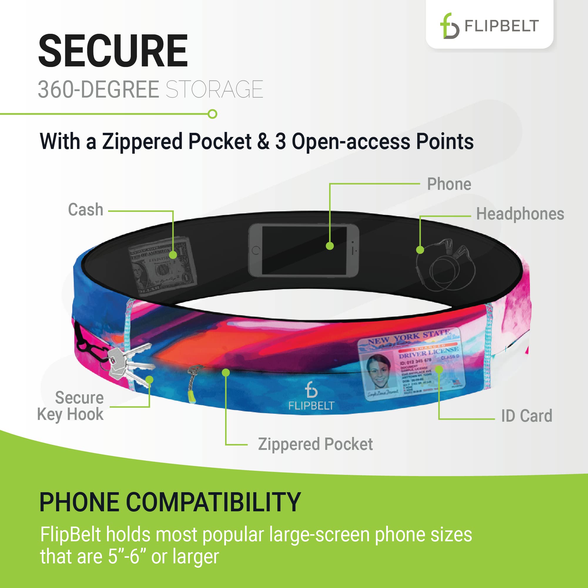 FlipBelt Zipper Running Belt, Waist Pack for Fitness and Running, US Company - Image 3