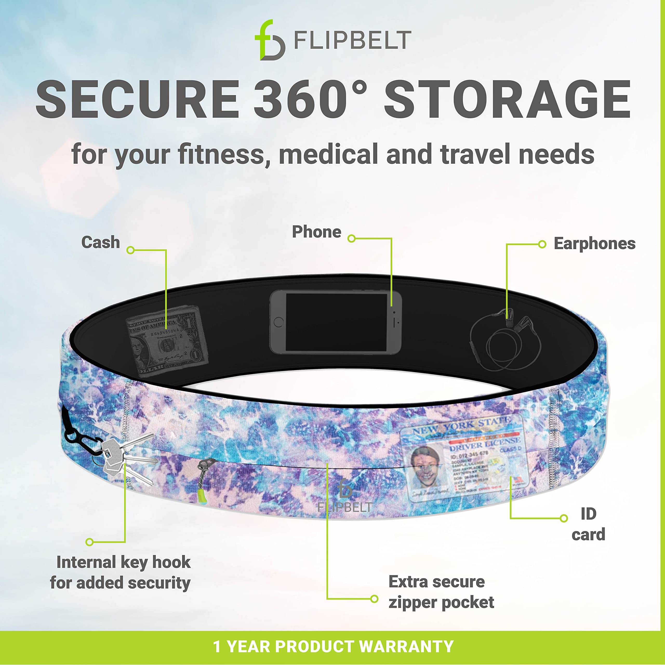 FlipBelt Zipper Running Belt, Waist Pack for Fitness and Running, US Company - Image 4