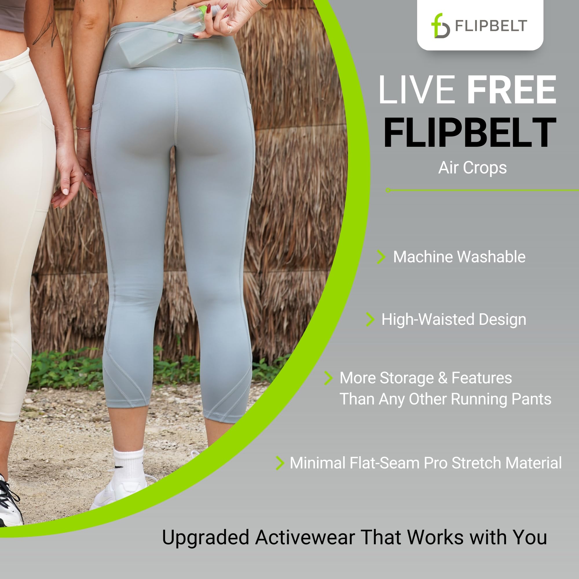 Women's Air Crop Legging Yoga Pants Breathable High-Waisted Workout Leggings with Running Belt Pockets Athletic - Image 5